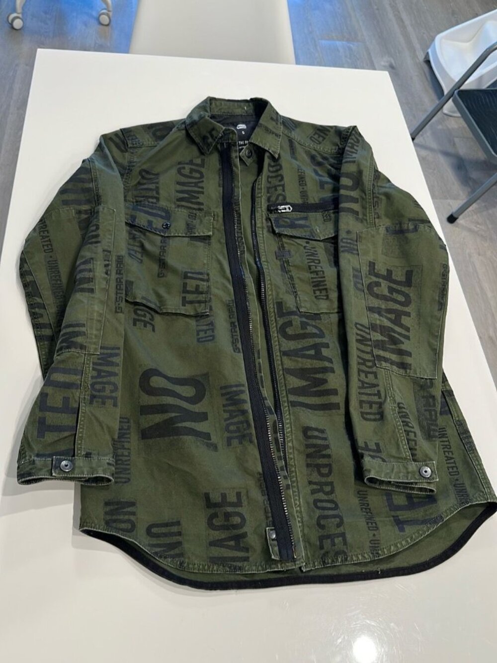 G-Star Raw Olive green and black zip up shirt - S